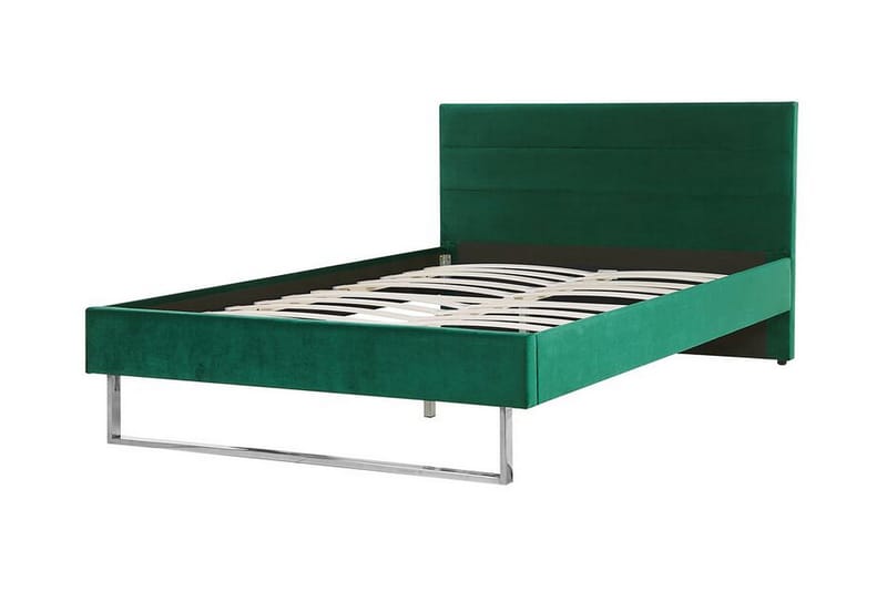 Säng Chinou 140x200 cm - Grön/Sammet - Sängram & sängstomme