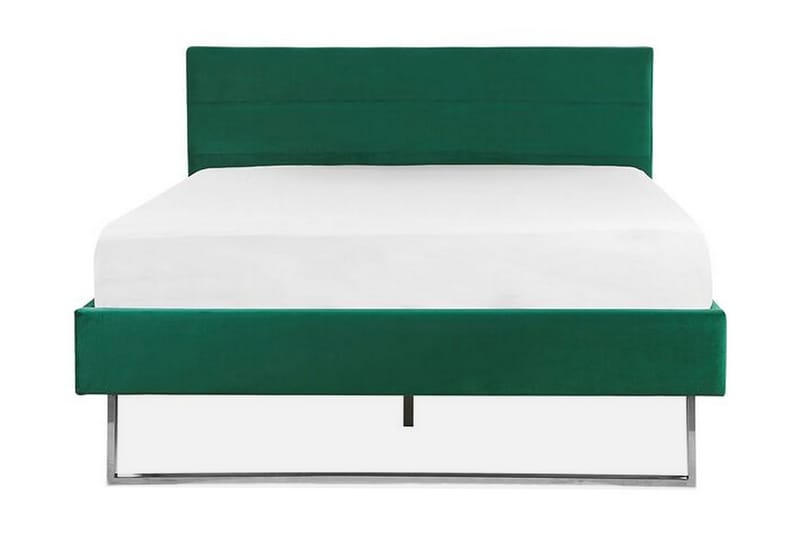 Säng Chinou 140x200 cm - Grön/Sammet - Sängram & sängstomme