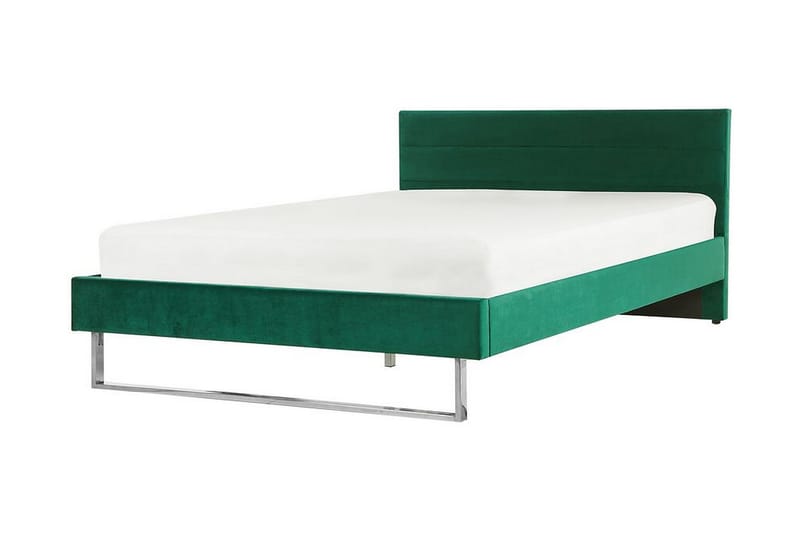 Säng Chinou 160x200 cm - Grön/Sammet - Sängram & sängstomme