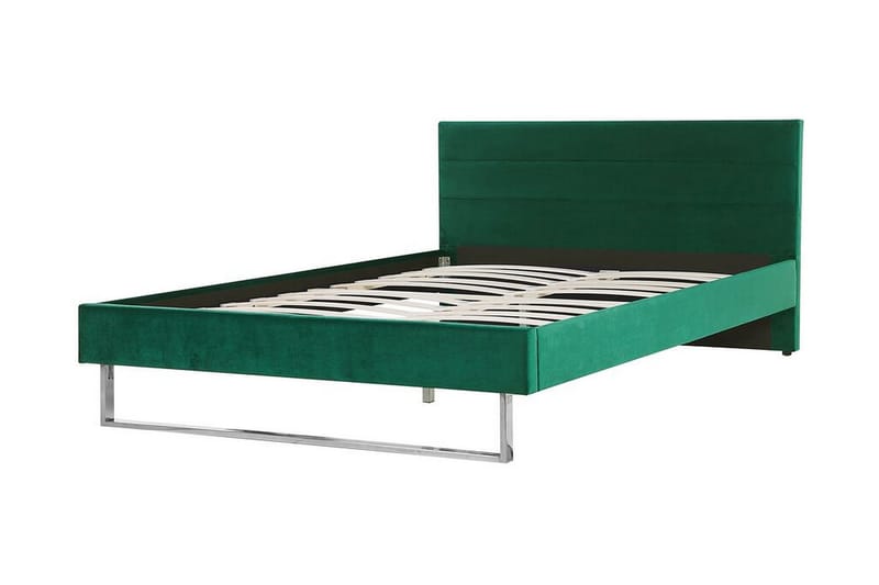 Säng Chinou 160x200 cm - Grön/Sammet - Sängram & sängstomme