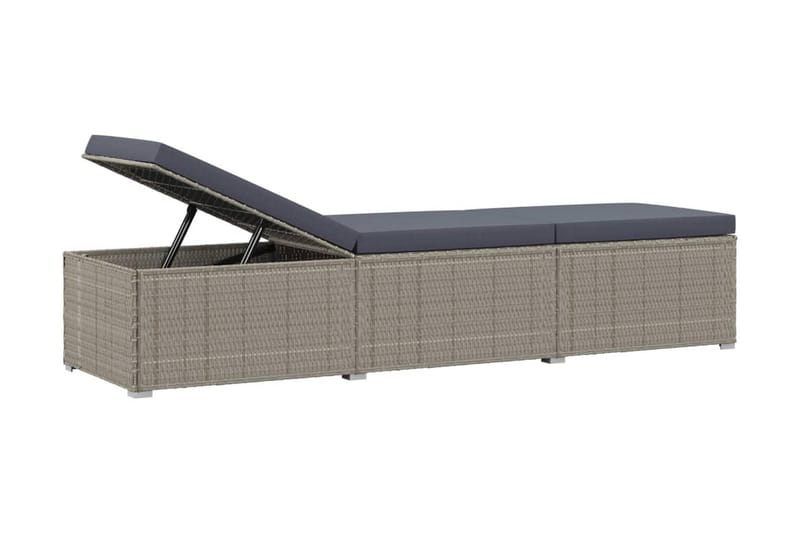 Solsängar och sidobord 3 delar konstrotting grå - Grå - Solsäng & solvagn