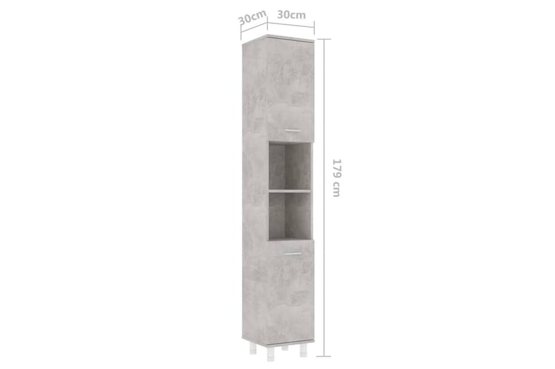 Badrumsskåp betonggrå 30x30x179 cm spånskiva - Grå - Väggskåp & högskåp - Badrumsskåp