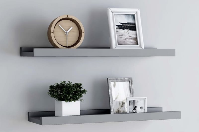 Tavellist 2 st grå 60x9x3 cm MDF - Boklist - Tavelhylla & tavellist