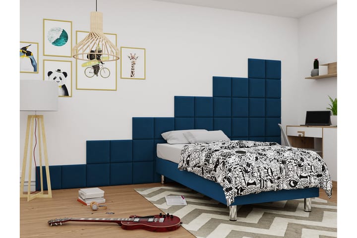 Kontinentalsäng Forenza 90x200 cm+Panel 30 cm - Blå - Komplett sängpaket