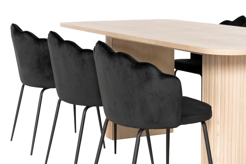 Matgrupp Uppveda 200 cm inkl 6 Viberud Stolar - Vit/Svart - Matgrupp