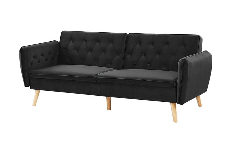 2-sits Bäddsoffa Keianes - Sammet/Svart - 2 sits bäddsoffa
