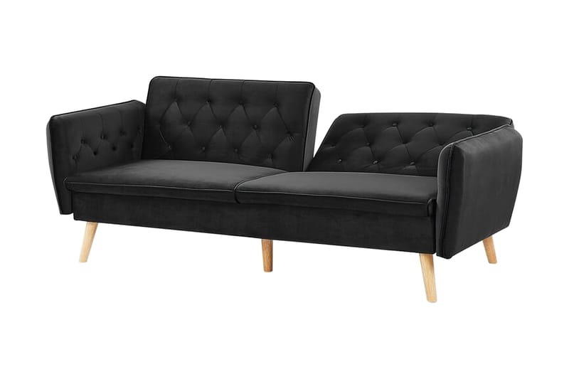 2-sits Bäddsoffa Keianes - Sammet/Svart - 2 sits bäddsoffa