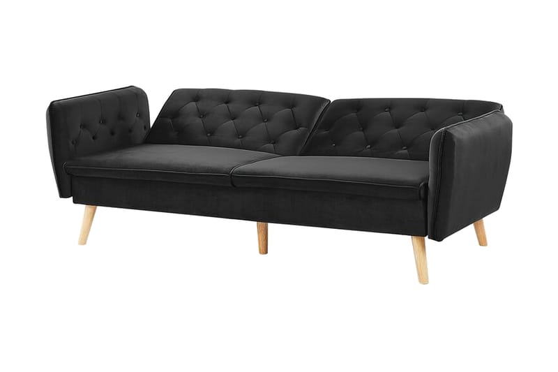 2-sits Bäddsoffa Keianes - Sammet/Svart - 2 sits bäddsoffa