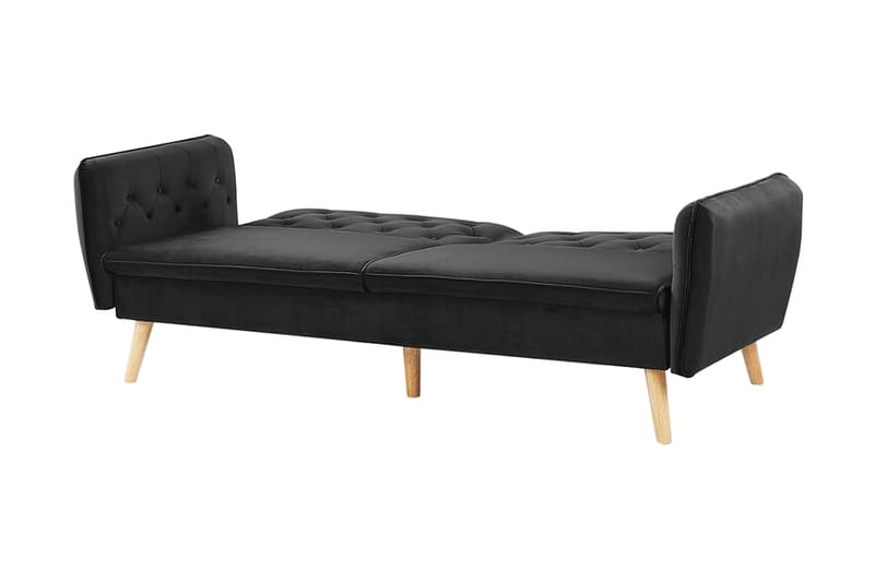 2-sits Bäddsoffa Keianes - Sammet/Svart - 2 sits bäddsoffa