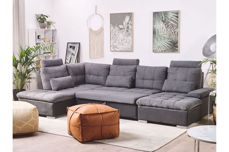 5-sits Bäddsoffa Elvestad med Förvaring - Grå - Möbler - Soffa - Bäddsoffa - Bäddsoffa längsbäddad