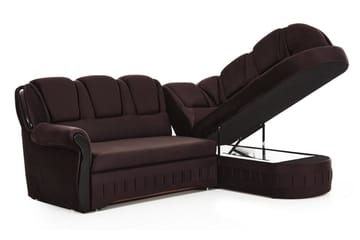 Bädsoffa med Schäslong Amillano Höger - Brun - Möbler - Soffa - Bäddsoffa - Bäddsoffa längsbäddad