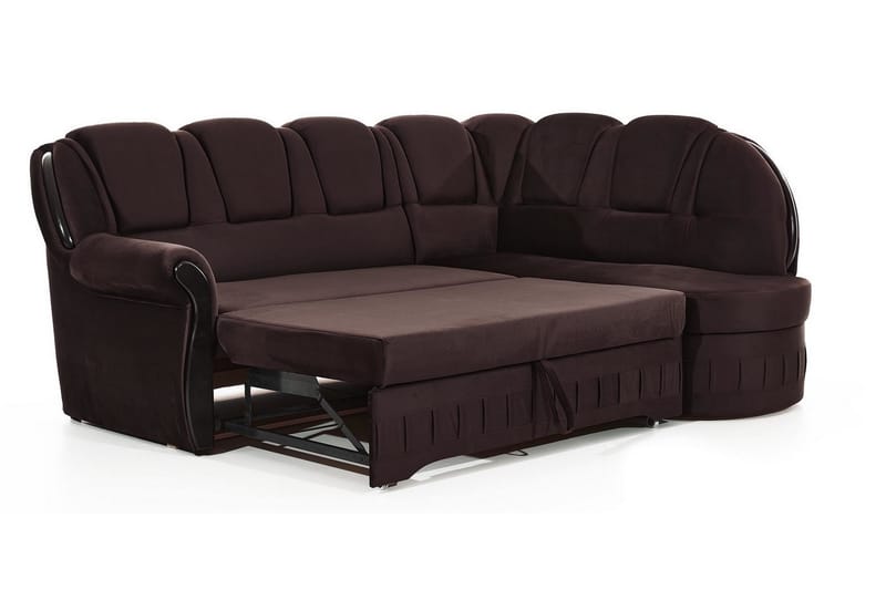 Bädsoffa med Schäslong Amillano Höger - Brun - Möbler - Soffa - Bäddsoffa - Bäddsoffa längsbäddad