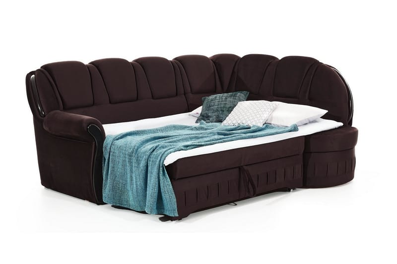 Bädsoffa med Schäslong Amillano Höger - Brun - Möbler - Soffa - Bäddsoffa - Bäddsoffa längsbäddad