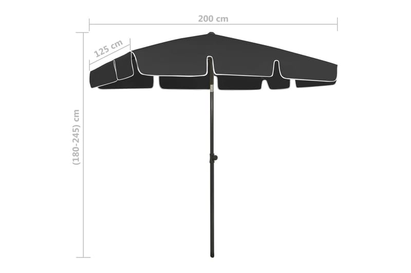 Strandparasoll svart 200x125 cm - Svart - Strandparasoll