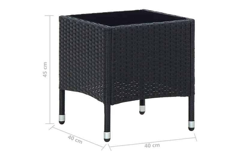 Trädgårdsbord svart 40x40x45 cm konstrotting - Svart - Matbord utomhus