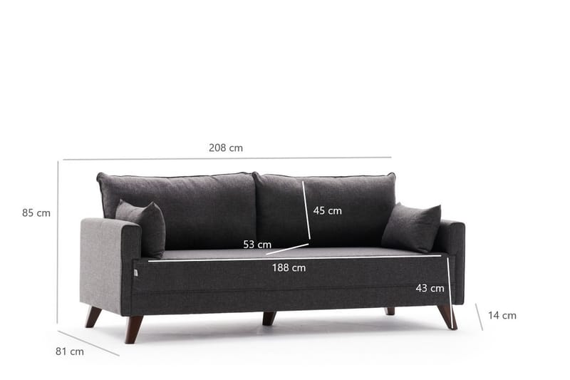 3-sits Soffa Burundi - Antracit/Brun - 3 sits soffa