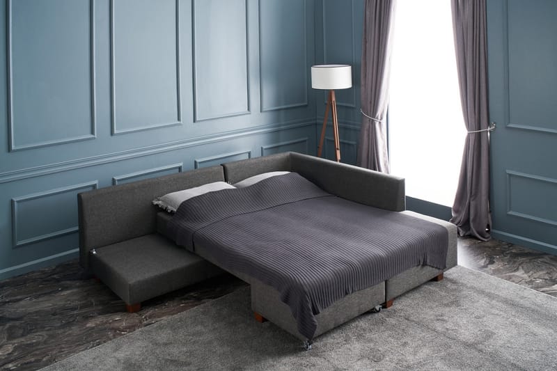 Bäddsoffa med Schäslong Cyprus Höger - Antracit/Svart - Möbler - Soffa - Bäddsoffa - Framåtbäddad bäddsoffa