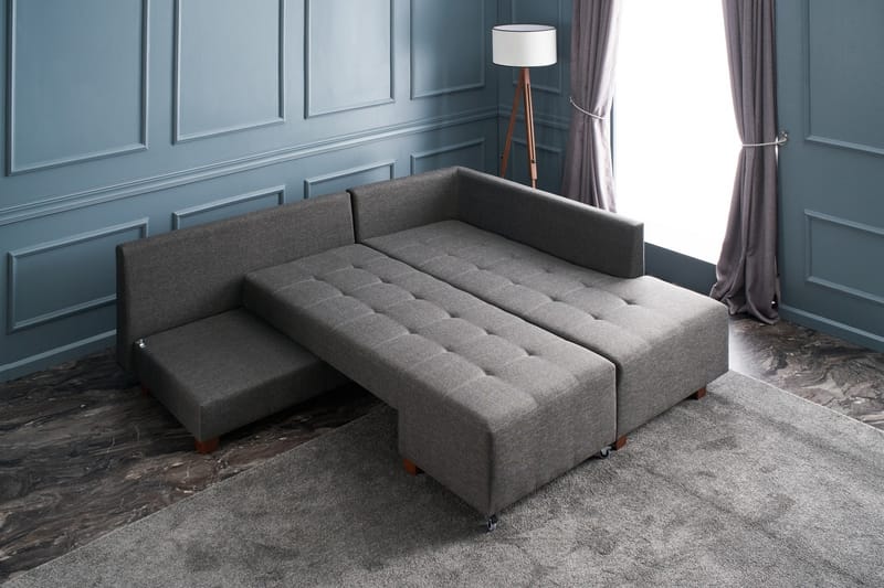 Bäddsoffa med Schäslong Cyprus Höger - Antracit/Svart - Möbler - Soffa - Bäddsoffa - Framåtbäddad bäddsoffa