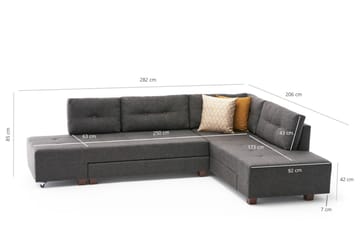 Bäddsoffa med Schäslong Cyprus Höger - Antracit/Svart - Möbler - Soffa - Bäddsoffa - Framåtbäddad bäddsoffa