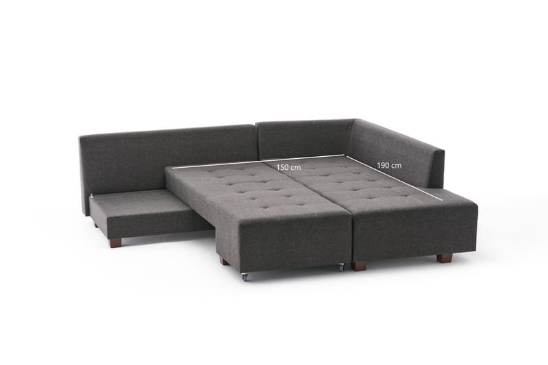 Bäddsoffa med Schäslong Cyprus Höger - Antracit/Svart - Möbler - Soffa - Bäddsoffa - Framåtbäddad bäddsoffa