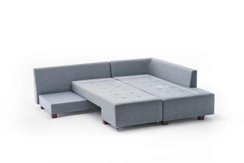 Bäddsoffa med Schäslong Cyprus Höger - Ljusblå/Svart - Möbler - Soffa - Bäddsoffa - Framåtbäddad bäddsoffa