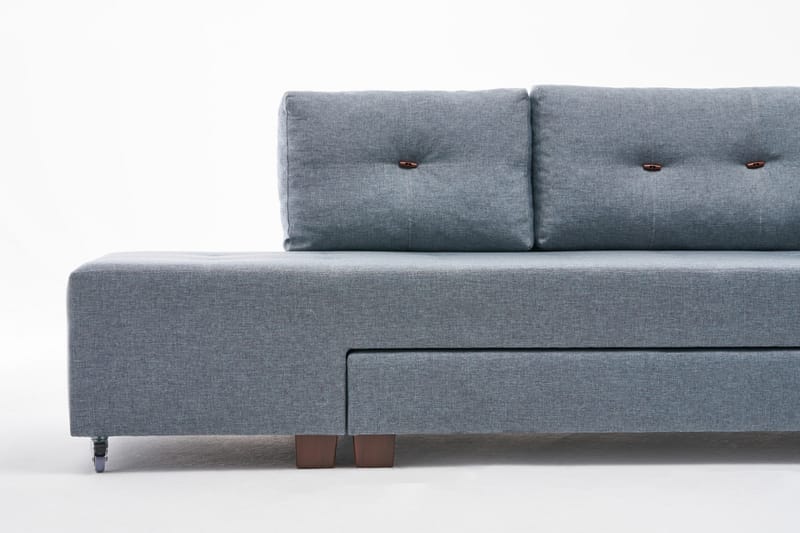 Bäddsoffa med Schäslong Cyprus Höger - Ljusblå/Svart - Möbler - Soffa - Bäddsoffa - Framåtbäddad bäddsoffa
