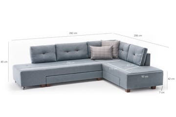 Bäddsoffa med Schäslong Cyprus Höger - Ljusblå/Svart - Möbler - Soffa - Bäddsoffa - Framåtbäddad bäddsoffa