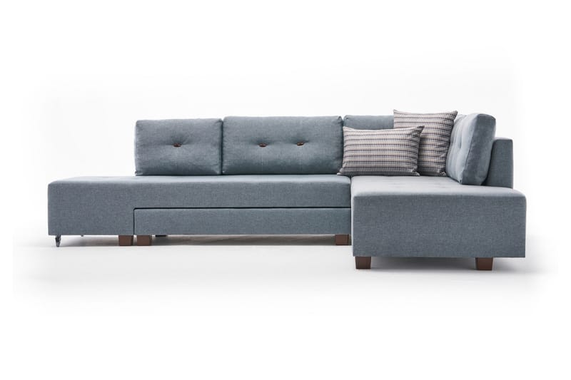 Bäddsoffa med Schäslong Cyprus Höger - Ljusblå/Svart - Möbler - Soffa - Bäddsoffa - Framåtbäddad bäddsoffa