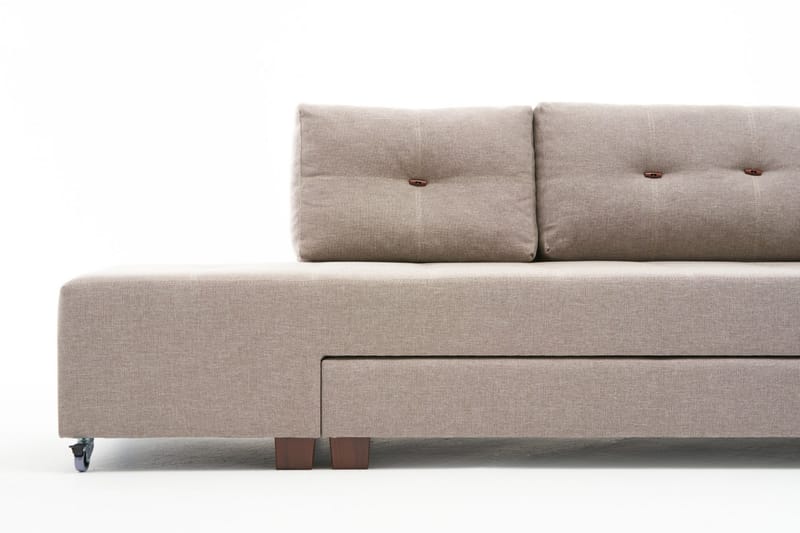 Bäddsoffa med Schäslong Cyprus Höger - Krämvit/Svart - Möbler - Soffa - Bäddsoffa - Framåtbäddad bäddsoffa