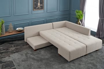 Bäddsoffa med Schäslong Cyprus Höger - Krämvit/Svart - Möbler - Soffa - Bäddsoffa - Framåtbäddad bäddsoffa