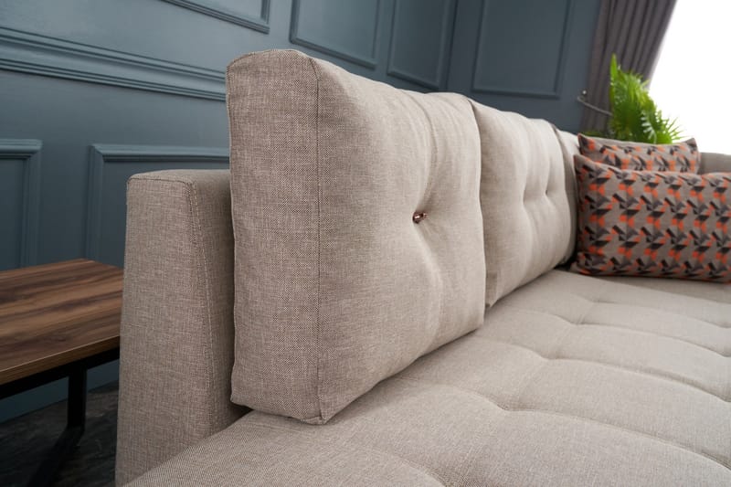 Bäddsoffa med Schäslong Cyprus Höger - Krämvit/Svart - Möbler - Soffa - Bäddsoffa - Framåtbäddad bäddsoffa