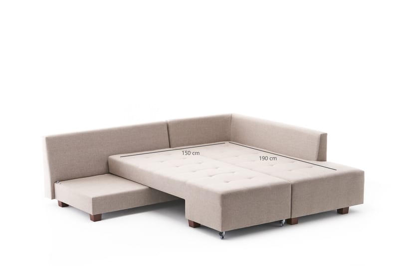 Bäddsoffa med Schäslong Cyprus Höger - Krämvit/Svart - Möbler - Soffa - Bäddsoffa - Framåtbäddad bäddsoffa