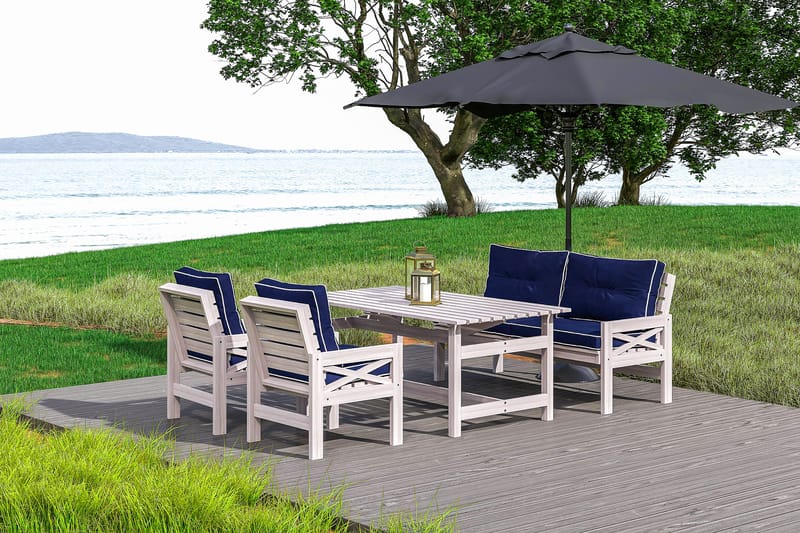 Matgrupp Husarn 160 cm + 2 Stolar + Bänk Vit - KWA - Loungeset & loungegrupp - Soffgrupp utomhus