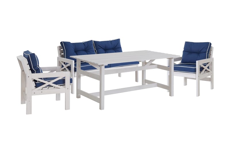 Matgrupp Husarn 160 cm + 2 Stolar + Bänk Vit - KWA - Loungeset & loungegrupp - Soffgrupp utomhus