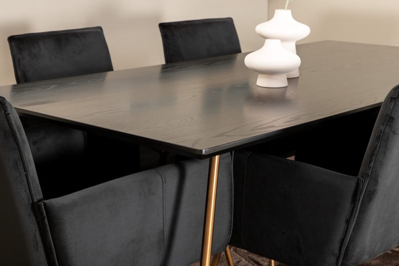 Matgrupp Pipaon 190 cm inkl 6 Pipaon Stolar - Svart/Koppar - Matgrupp