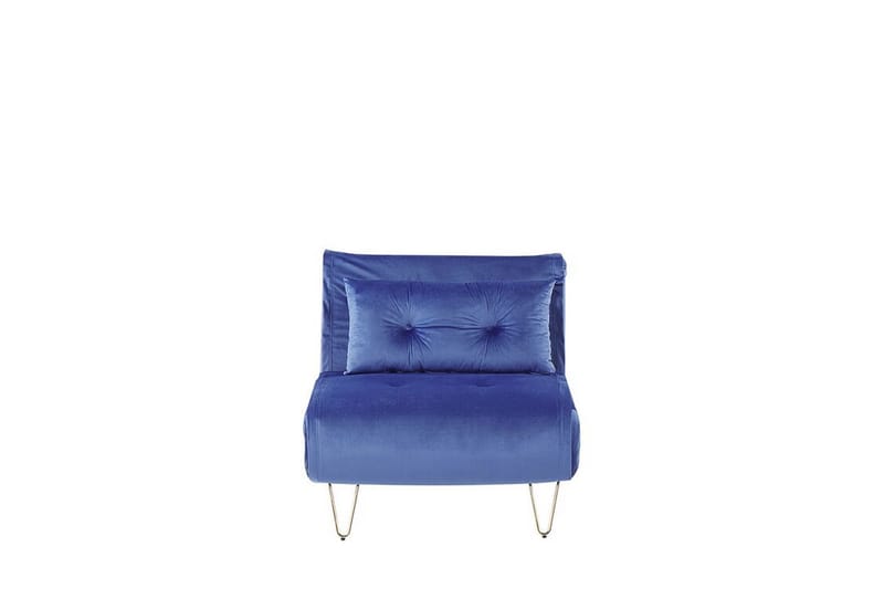 Bäddsoffa 1-sits sammet marinblå VESTFOLD - Blå - Möbler - Soffa - Bäddsoffa - Framåtbäddad bäddsoffa