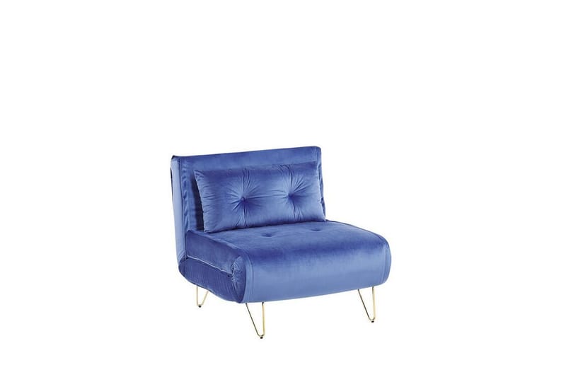 Bäddsoffa 1-sits sammet marinblå VESTFOLD - Blå - Möbler - Soffa - Bäddsoffa - Framåtbäddad bäddsoffa