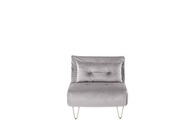 Bäddsoffa 1-sits sammet grå VESTFOLD - Grå - Möbler - Soffa - Bäddsoffa - Framåtbäddad bäddsoffa