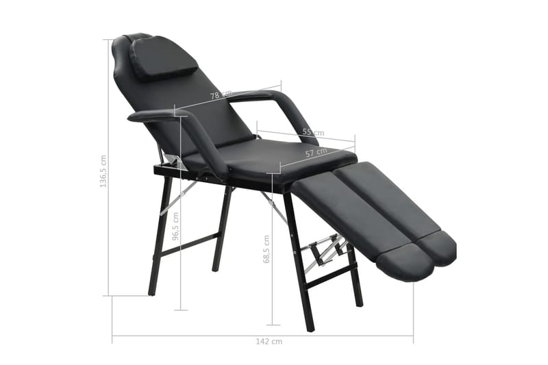 Bärbar behandlingsstol konstläder 185x78x76 cm svart - Svart - Snurrstol & Gungstol
