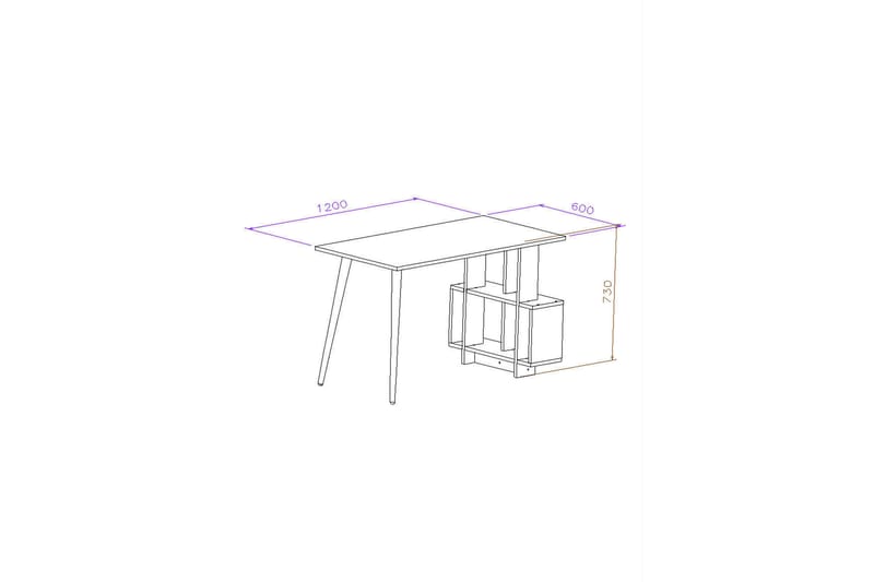 Skrivbord Lagomood Side 120 cm med Förvaring Hyllor - Valnötsbrun/Vit - Skrivbord - Datorbord