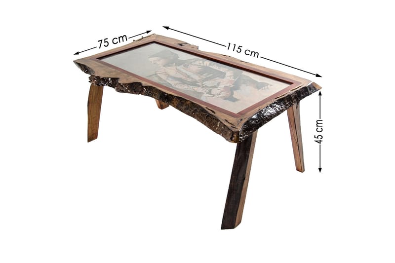 Soffbord Picassa 115 cm med Bild - Mörkbrun - Soffbord