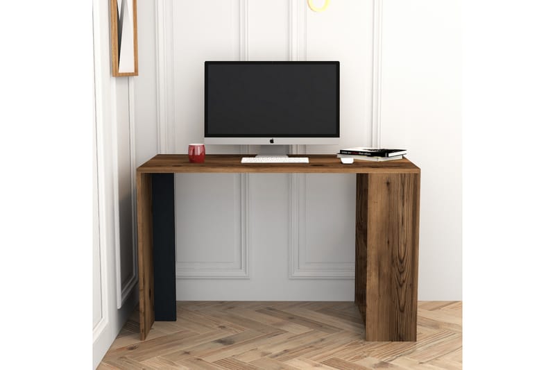 Skrivbord Tibani 120 cm med Förvaring Hylla - Valnötsbrun/Antracit - Skrivbord - Datorbord