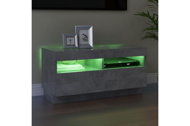 TV-bänk med LED-belysning betonggrå 80x35x40 cm - Grå - TV bänk & mediabänk