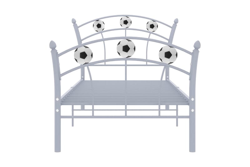 Sängram med fotbollsdesign grå metall 90x200 cm - Grå - Sängram & sängstomme