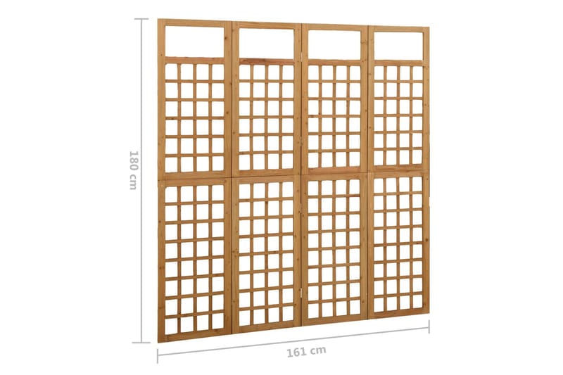 Rumsavdelare/Spaljé 4 paneler massiv furu 161x180 cm - Brun - Spalje