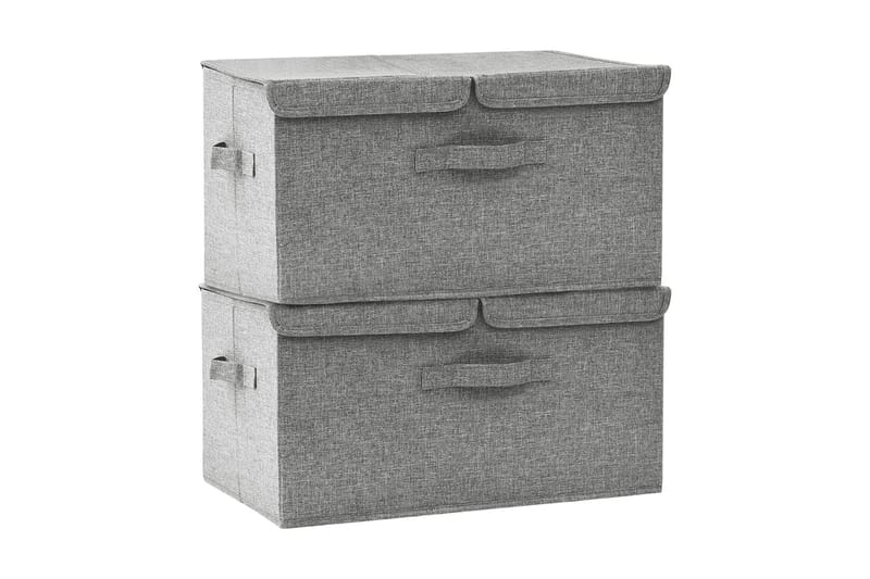 Förvaringslåda 2 st tyg 50x30x25 cm grå - Grå - Förvaringslåda