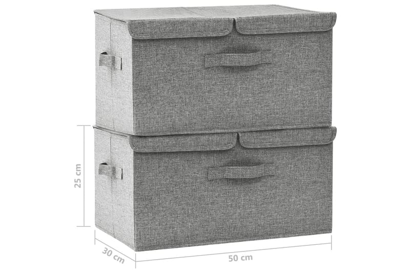 Förvaringslåda 2 st tyg 50x30x25 cm grå - Grå - Förvaringslåda