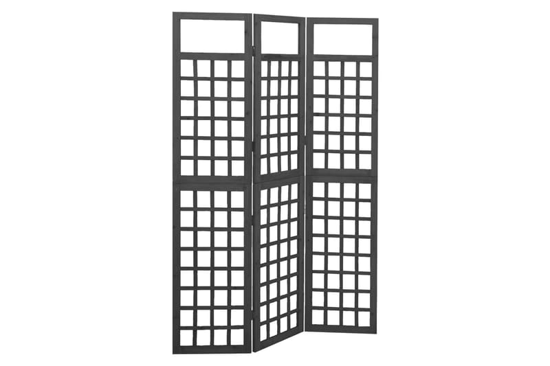 Rumsavdelare/Spaljé 3 paneler massiv gran svart 121x180 cm - Svart - Spalje