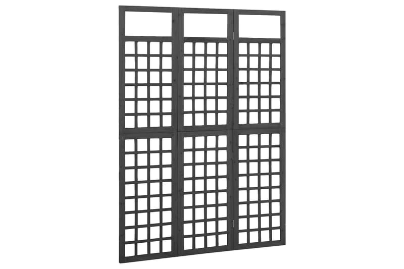 Rumsavdelare/Spaljé 3 paneler massiv gran svart 121x180 cm - Svart - Spalje
