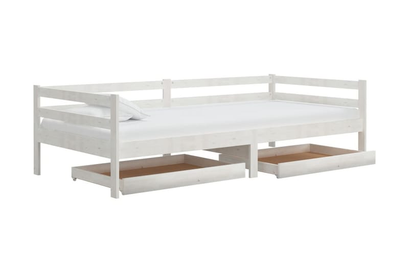 Sänglådor 2 st vit massiv furu - Vit - Sängförvaring